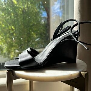 Steve Madden Black Wedge Sandals